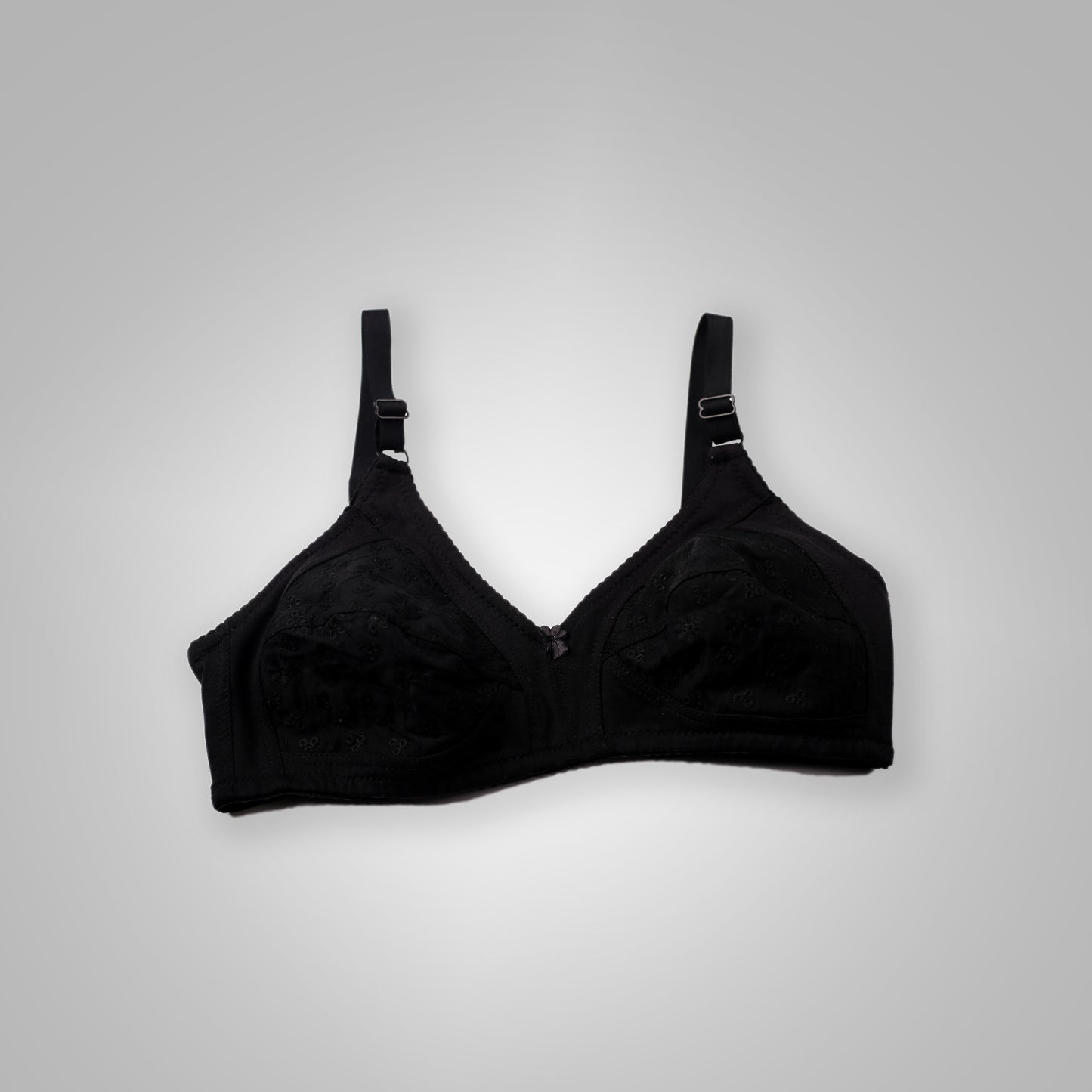 Elegant Soft Cotton Embroidered Bra – 3 Hooks, Full Coverage & Everyday Comfort