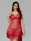 Luxe Sheer Elegance Nightwear Set – Sensual Lace & Mesh Babydoll with Matching Panty