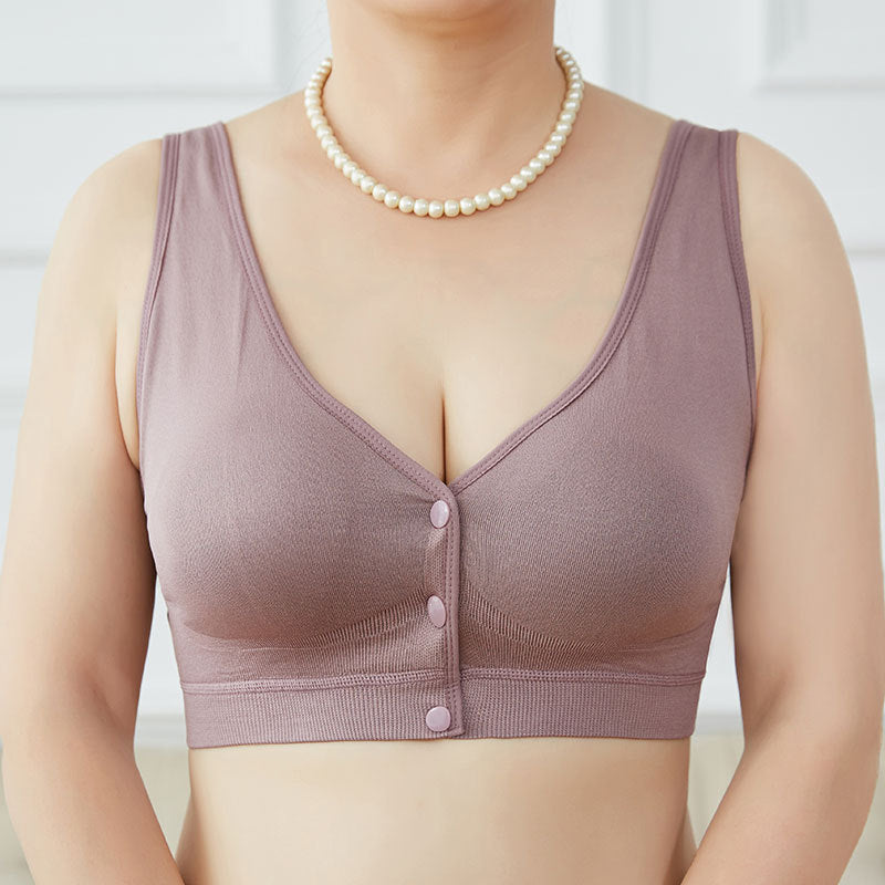 LuxeFit Lightly Padded Front Open Button Bra – Ultra Soft Polyester Lycra